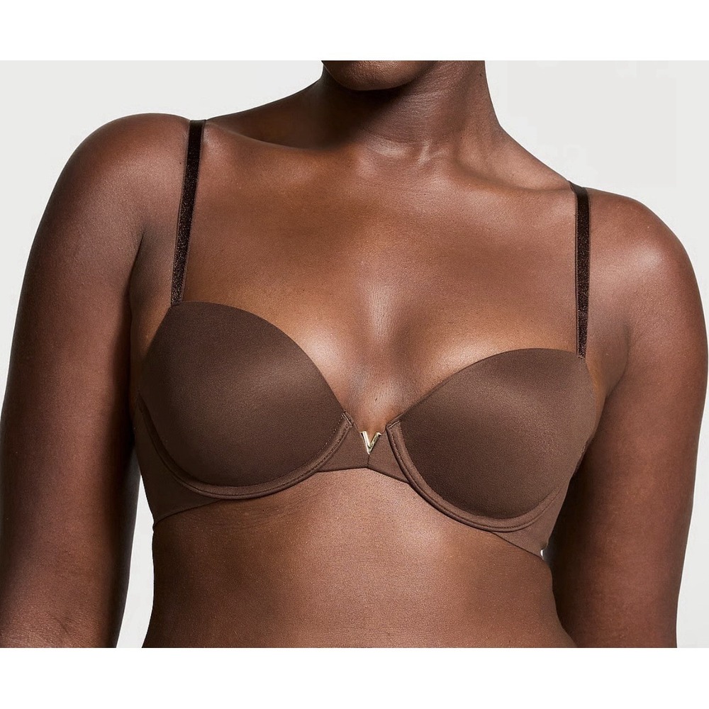 Victoria Secret VERY SEXY Smooth Lightly Lined Plunge Demi Bra Brown Size 38B